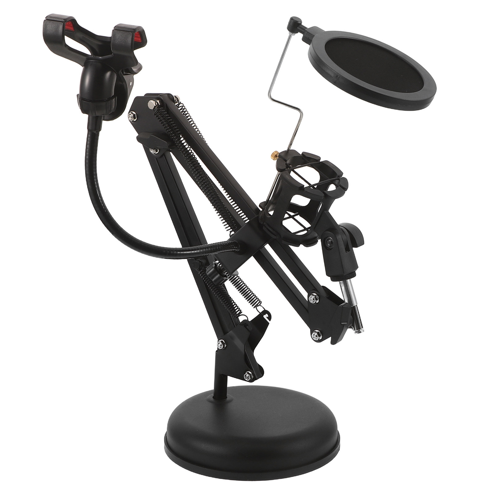 Recording Pop Filter - Adjustable Desktop Microphone Arm Stand Dual