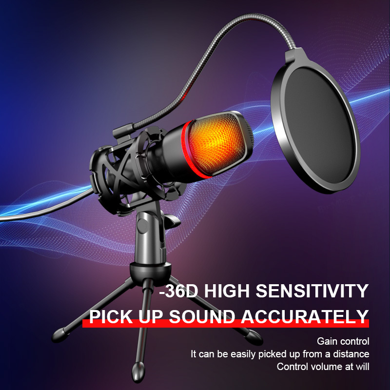 Recording Pop Filter - Professional Gaming USB Cardioid Condenser Microphone