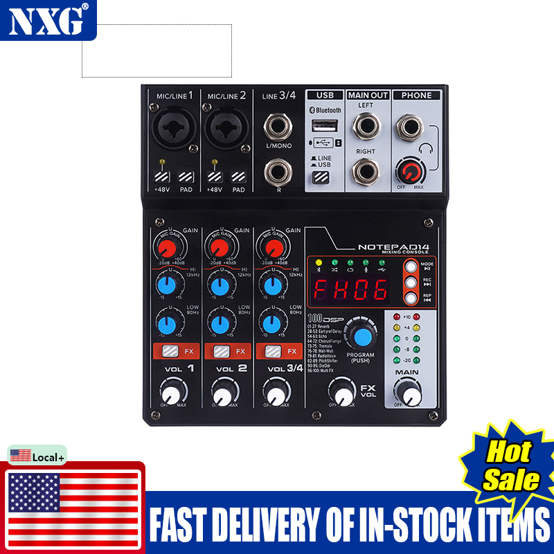 Audio Mixer 4 Channel - Factory Direct NXG AD14 4-Channel Audio