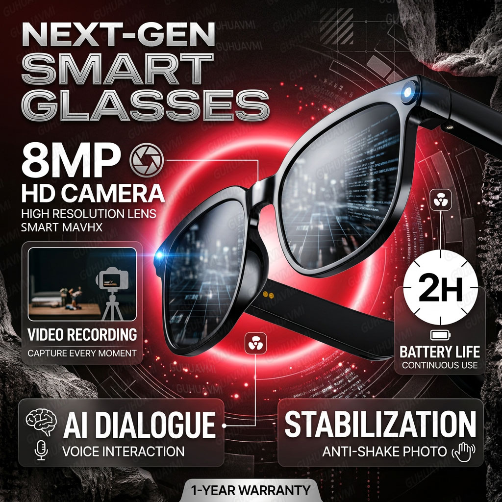 Wireless Smart Camera Glasses  - đánh giá và giá Audio Music Arabic