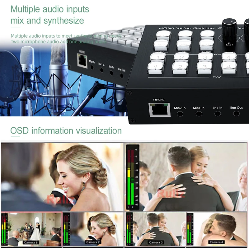 1080P 4 Channel HDMI Video Mix - đánh giá và giá Audio Mixer 4 Channel