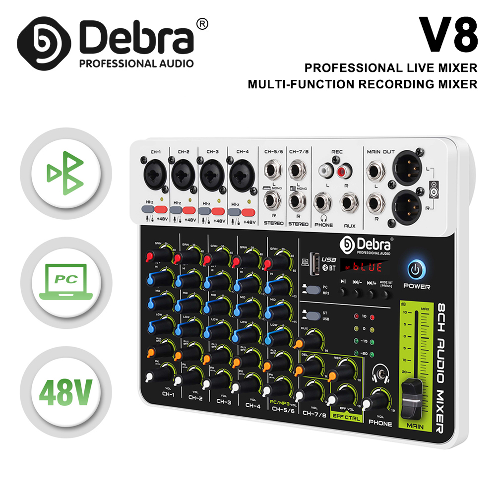 Debra V4/V8 Audio Interface Mi - đánh giá và giá Audio Mixer 4 Channel