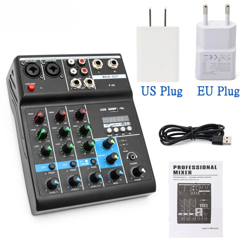 Professional 4-Channel Sound M - đánh giá và giá Audio Mixer 4 Channel