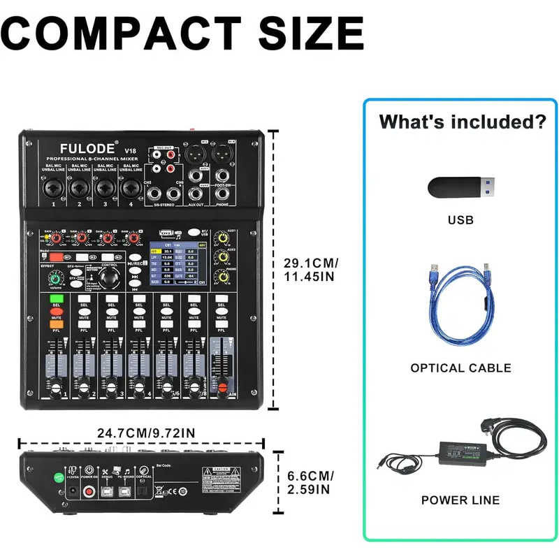 Fuluode 4/8-Channel Mixing Con - đánh giá và giá Audio Mixer 4 Channel