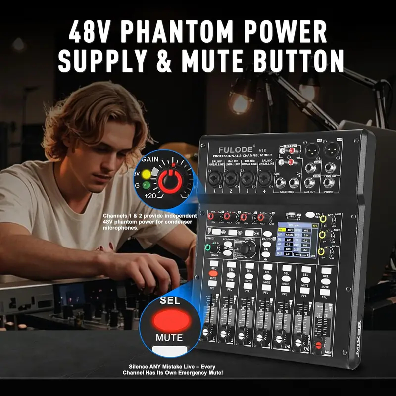 Fuluode 4/8-Channel Mixing Con - đánh giá và giá Audio Mixer 4 Channel