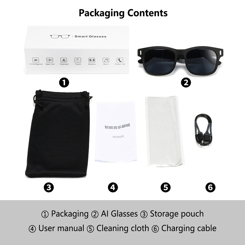 AI Intelligent Sunglasses Blue - đánh giá và giá Audio Music Arabic